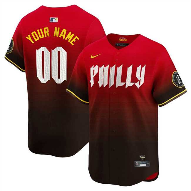 Men%27s Philadelphia Phillies Active Player Custom Red 2024 City Connect Limited Stitched Jersey->customized mlb jersey->Custom Jersey